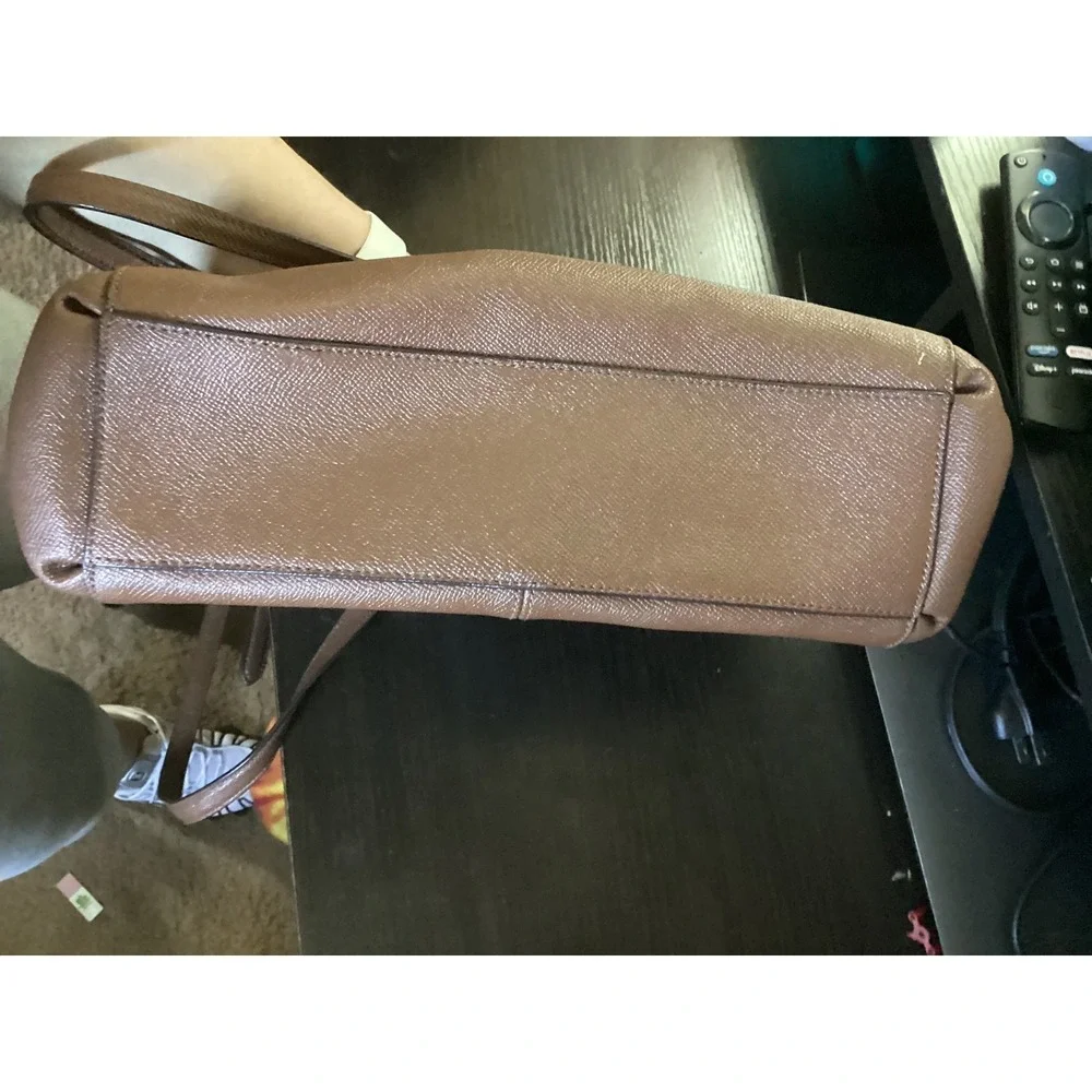 Coach Kelsey Satchel Saddle Brown Crossgrain Leather Handbag F57520 F1761